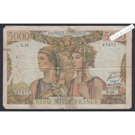 Billet France 5000 Francs Terre et Mer 03-11-1949  alphabet G.26 97377  lartdesgents