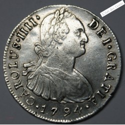 8 REALES CAROLUS IIII, 1794 LIMAE I.J.  , lartdesgents.fr