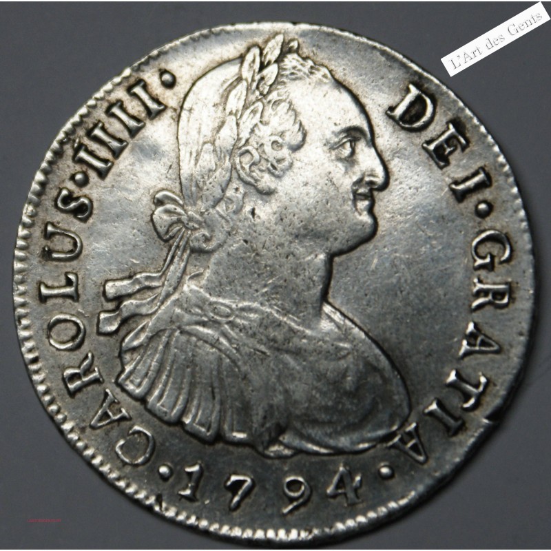 8 REALES CAROLUS IIII, 1794 LIMAE I.J.  , lartdesgents.fr