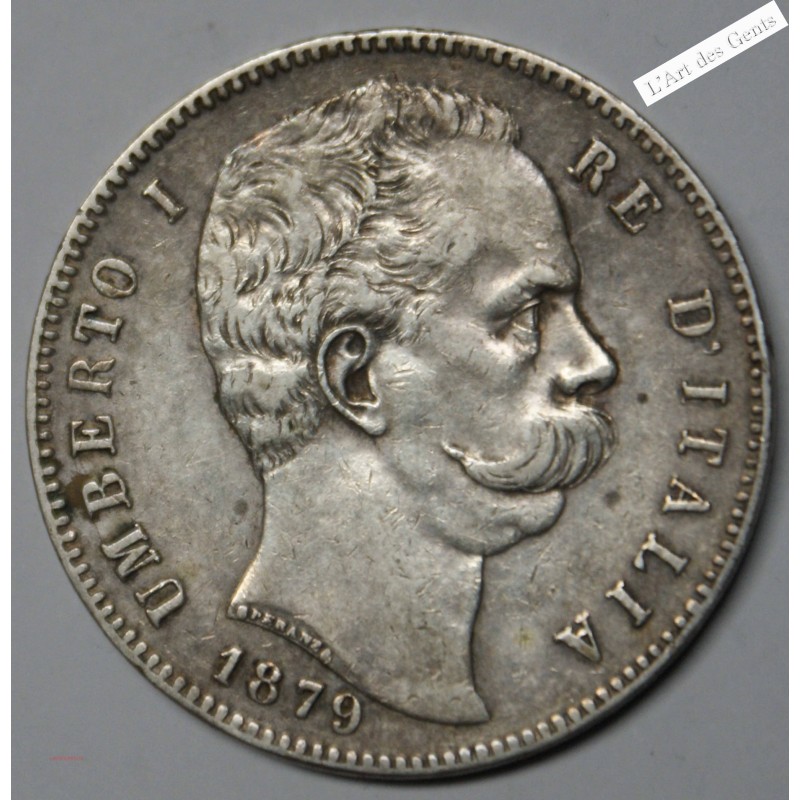 5 LIRE 1879 UMBERTO Ier, Roma (2) , lartdesgents.fr