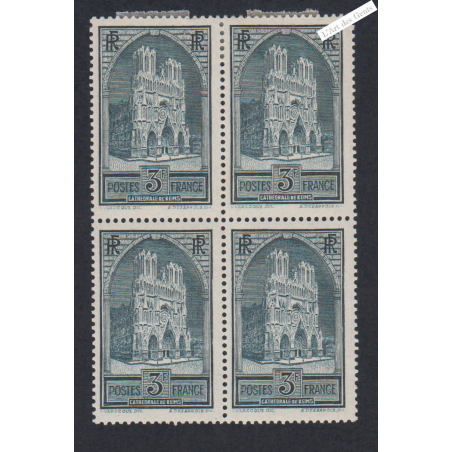 Bloc de 4 Timbres n°259a - neuf*- 2 Neuf** Signé Calves - cote 420 Euros lartdesgents.fr