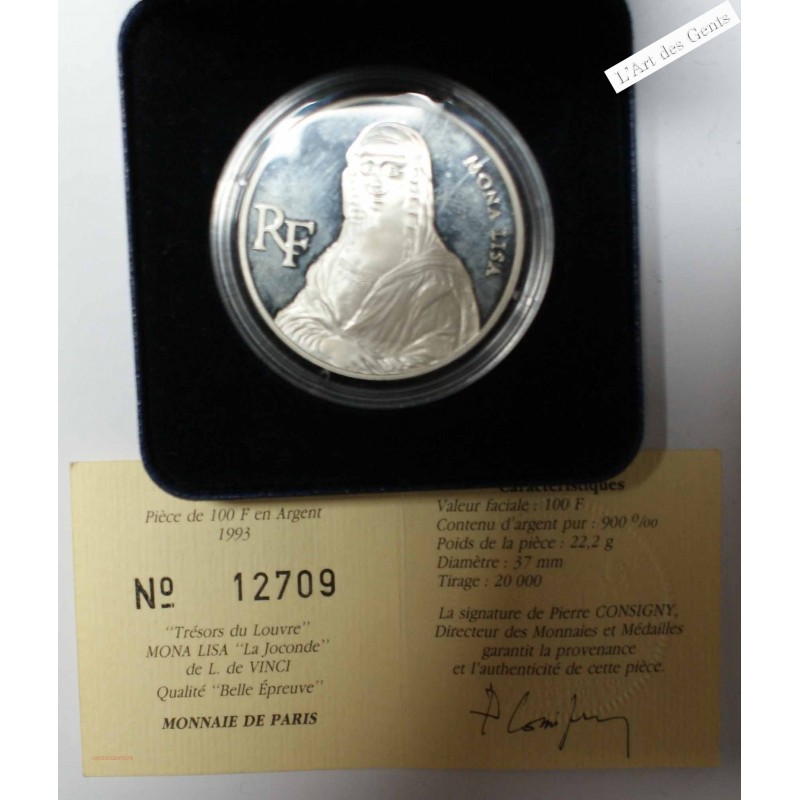 BE 100 Francs 1993 MONA LISA LOUVRE, lartdesgents.fr