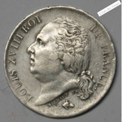 1 franc 1821 W Lille Louis XVIII TTB+, lartdesgents.fr