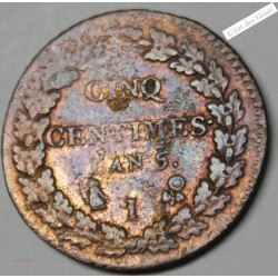 lot de 5 centimes DUPRE an  5 A, AA, BB, I, D, R, W et rare An 5/6BB