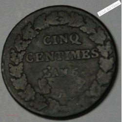 lot de 5 centimes DUPRE an  5 A, AA, BB, I, D, R, W et rare An 5/6BB