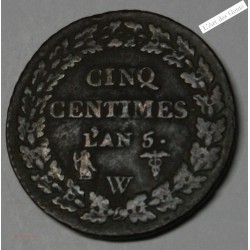 lot de 5 centimes DUPRE an  5 A, AA, BB, I, D, R, W et rare An 5/6BB