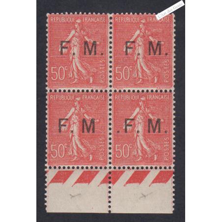 Bloc de 4 Timbres Franchise Militaire - n°6-6a-6b - 1929 - Neuf** Signés cote 184 Euros lartdesgents