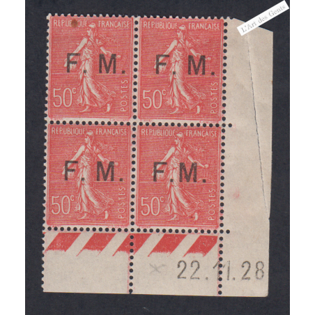 Bloc de 4 Timbres Franchise Militaire - n°6-6c - 1929 - Neuf* Signé cote 120 Euros lartdesgents