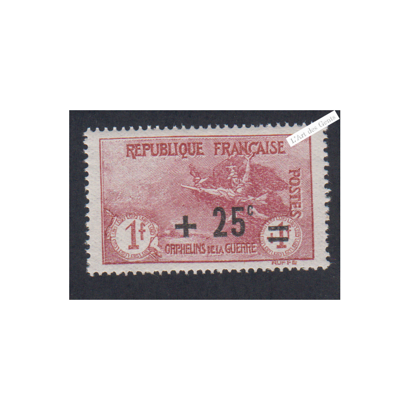 Timbre n°168 Orphelin Surchargé 1922 neuf**  Cote 75 Euros lartdesgents.fr