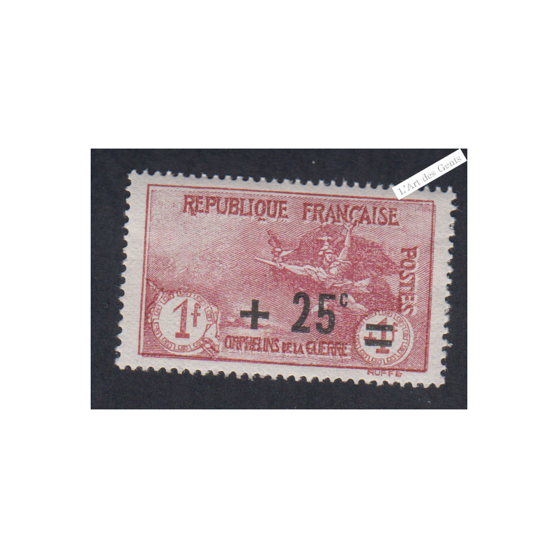 Timbre n°168 Orphelin Surchargé 1922 neuf**  Cote 75 Euros lartdesgents.fr