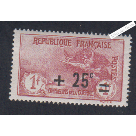 Timbre n°168 Orphelin Surchargé 1922 neuf**  Cote 75 Euros lartdesgents.fr