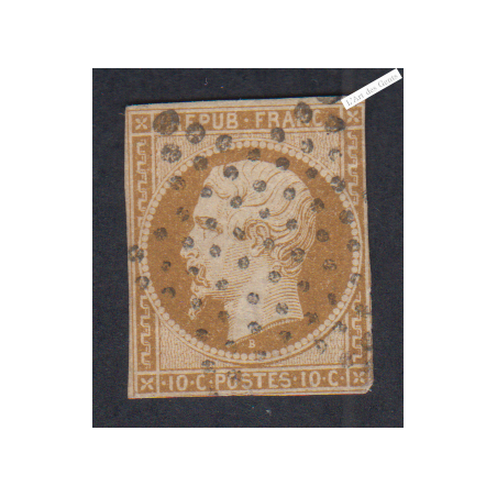 Timbre France n°9 - 10 c. bistre jaune 1852 Signé cote 850 Euros lartdesgents.fr