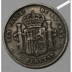 FAUTEE - FALTA 5 PESETAS 1888 M.P.M. (88) Alfonso XII, lartdesgents.fr