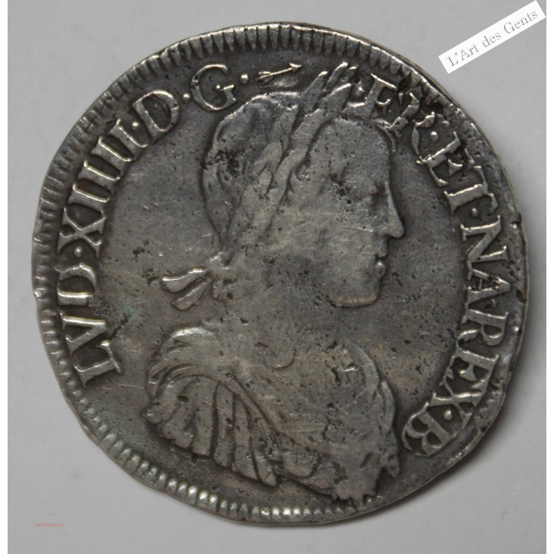 ÉCU 1662 Béarn Louis XIV mèche longue TTB* R3, lartdesgents.fr