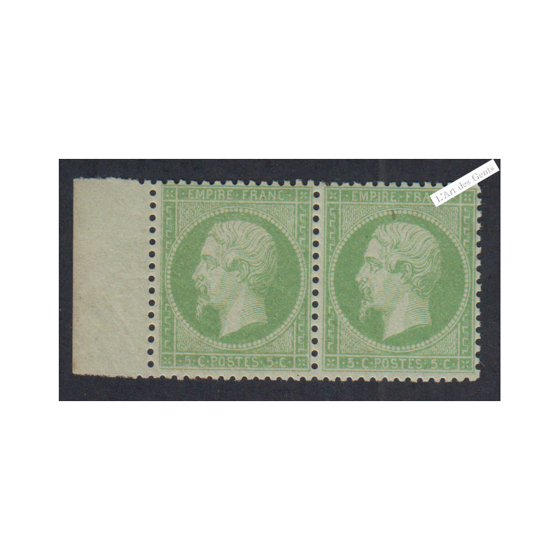 Paire timbres n°20 - 1 c. vert olive Neuf** signés - cote 700 Euros lartdesgents.fr