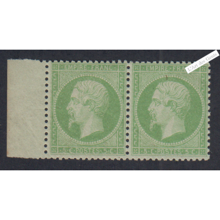 Paire timbres n°20 - 1 c. vert olive Neuf** signés - cote 700 Euros lartdesgents.fr