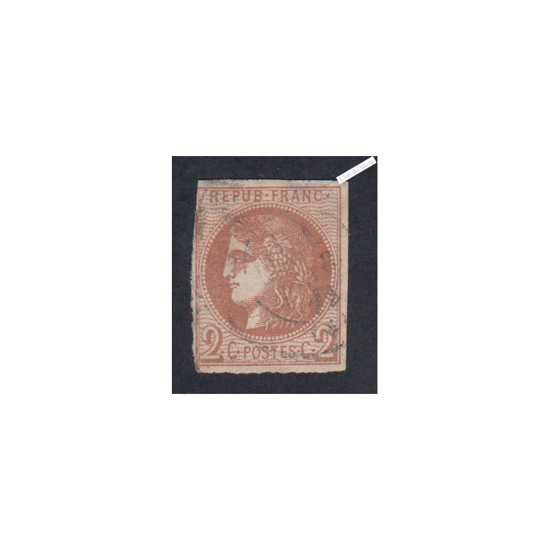 Timbre n°40B , 2c. brun-rouge, 18 déc 1870 Oblitéré signé Calves cote 330 Euros lartdesgents