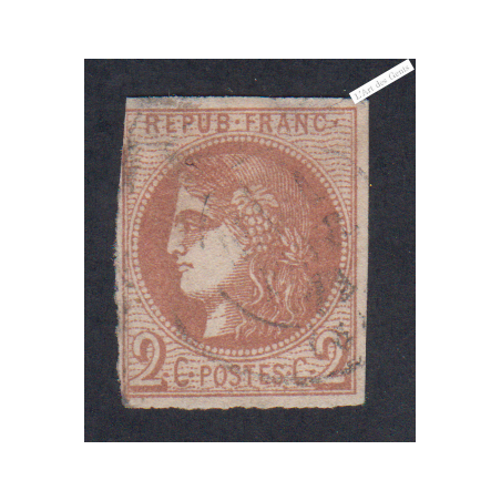 Timbre n°40B , 2c. brun-rouge, 18 déc 1870 Oblitéré signé Calves cote 330 Euros lartdesgents