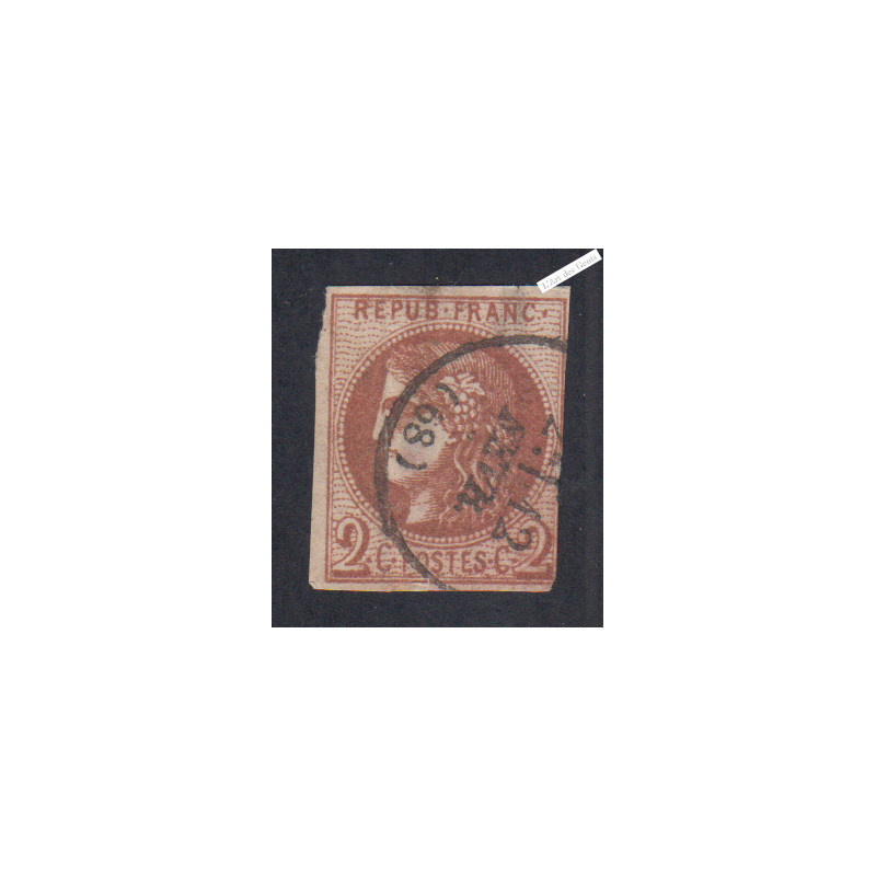 Timbre France n°40Bb, 2c. marron,  Oblitéré Signé Calves cote 1500 Euros lartdesgents