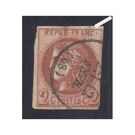 Timbre France n°40Bb, 2c. marron,  Oblitéré Signé Calves cote 1500 Euros lartdesgents