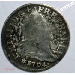 5 SOLS 1704 BB aux insignes TB/TTB LOUIS XIV, lartdesgents.fr