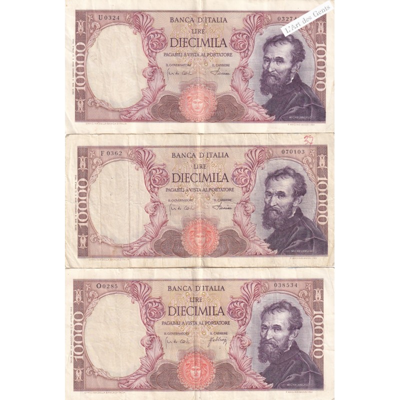 10000 LIRE MICHELANGELO 1966,1968, 1968, lartdesgents.fr