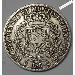 5 Lire 1826 SARDEIGNE CHARLES FELIX ITALY, lartdesgents.fr