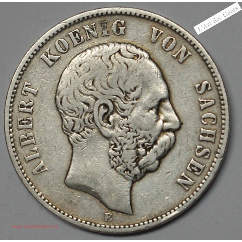 5 MARK 1875 E ALBERT KOENIG SACHSEN , lartdesgents.fr
