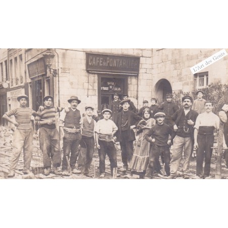 Carte Photo 39 Besançon - Travaux terrassement Tramway  Café de Pontarlier, lartdesgents.fr