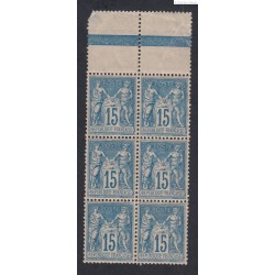 Bloc de 6 Timbres France n°101 TBC Neuf** Bord de feuille - Signé-  cote 360 Euros lartdesgents.fr