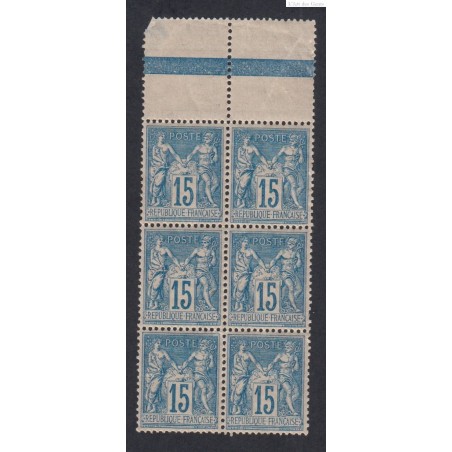 Bloc de 6 Timbres France n°101 TBC Neuf** Bord de feuille - Signé-  cote 360 Euros lartdesgents.fr