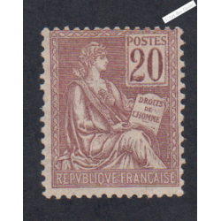Timbre n°113 - 20c brun-lilas - Mouchon Type I - 1900 - Neuf* - cote 60 Euros lartdesgents