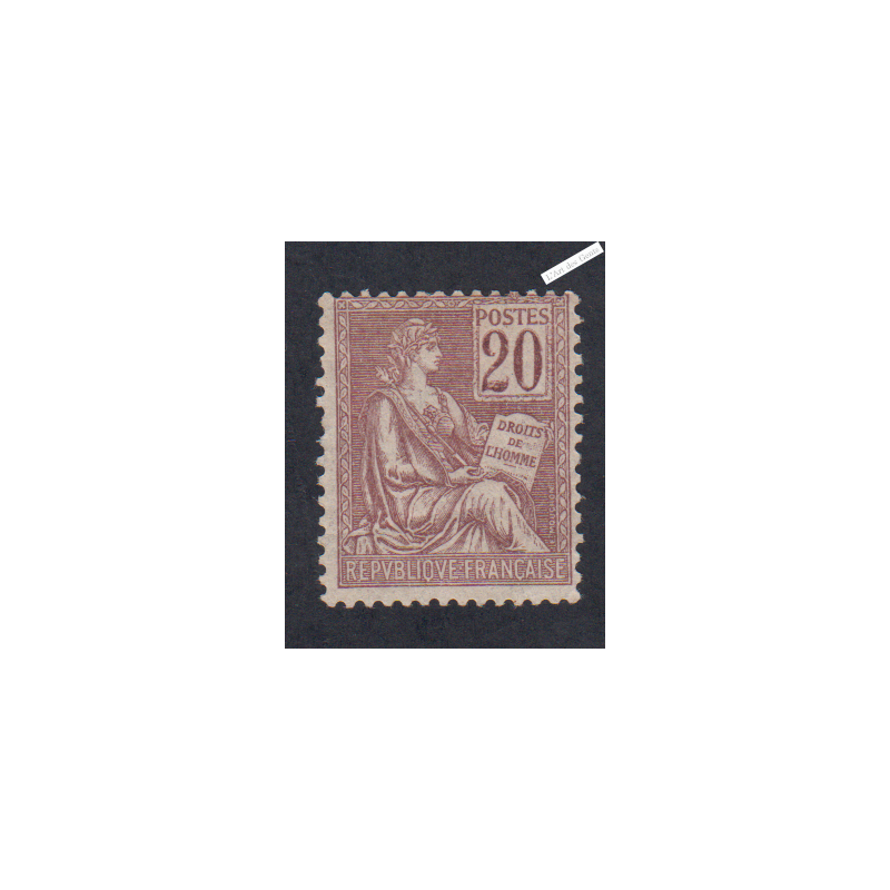 Timbre n°113 - 20c brun-lilas - Mouchon Type I - 1900 - Neuf* - cote 60 Euros lartdesgents