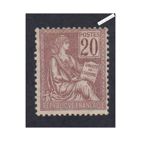 Timbre n°113 - 20c brun-lilas - Mouchon Type I - 1900 - Neuf* - cote 60 Euros lartdesgents