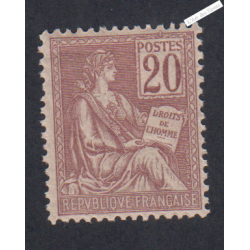 Timbre n°113 - 20c brun-lilas - Mouchon Type I - 1900 - Neuf* - cote 60 Euros lartdesgents