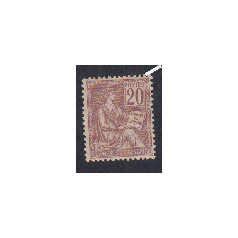 Timbre n°113 - 20c brun-lilas - Mouchon Type I - 1900 - Neuf* - cote 60 Euros lartdesgents