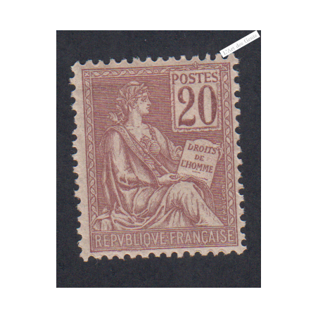 Timbre n°113 - 20c brun-lilas - Mouchon Type I - 1900 - Neuf* - cote 60 Euros lartdesgents