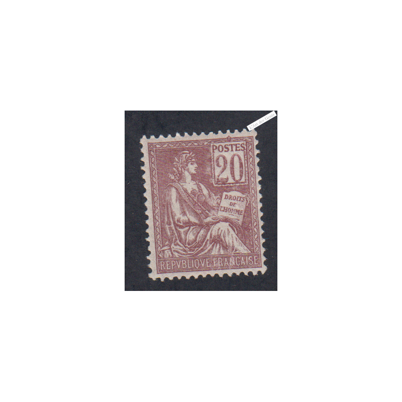 Timbre n°113 - 20c brun-lilas - Mouchon Type I - 1900 - Neuf** - cote 200 Euros lartdesgents