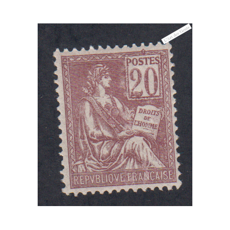 Timbre n°113 - 20c brun-lilas - Mouchon Type I - 1900 - Neuf** - cote 200 Euros lartdesgents