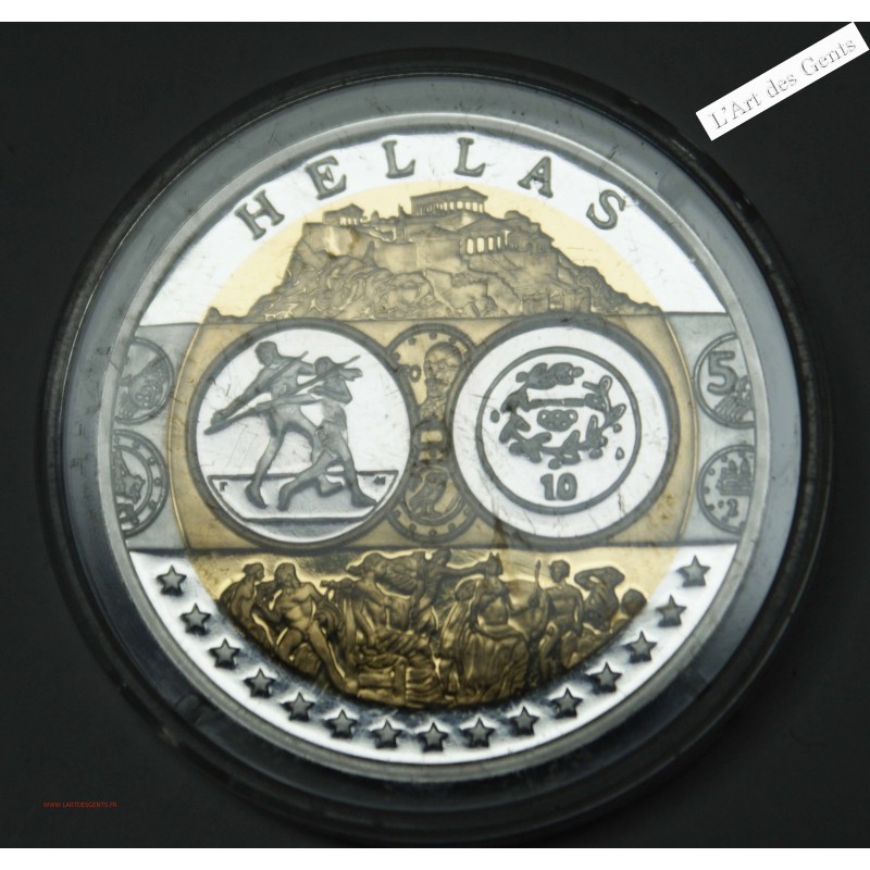 2 Médailles Europa "HELLAS" Grèce -  Argent 999/00, lartdesgents.fr