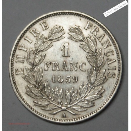 1 Franc 1859 A TTB+ Napoléon III, lartdesgents.fr