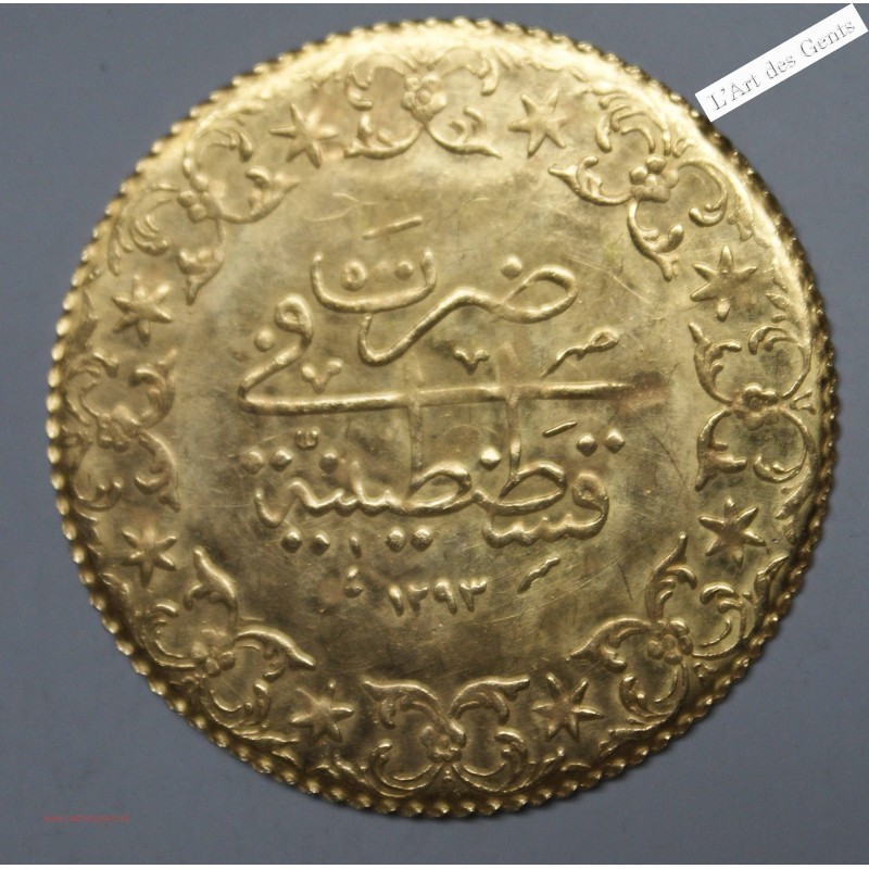 Turquie or pure 999/00 Rééd.* 500 kurush 1293/27, lartdesgents.fr