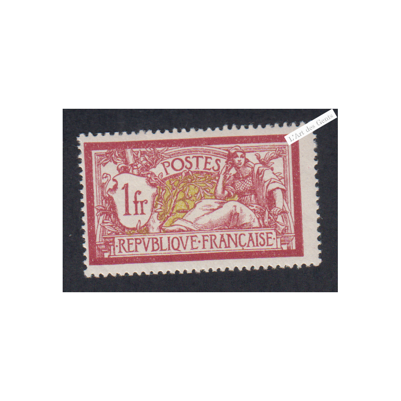 Timbre France n°121 -  1 f. lie de vin et olive Merson Neuf** - cote 115 Euros - lartdesgents.fr