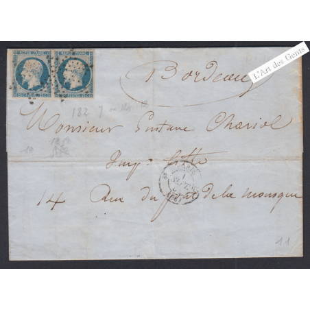 Paire Timbres n°10 sur lettre Oblitération étoile, cote 325 Euros lartdesgents.fr