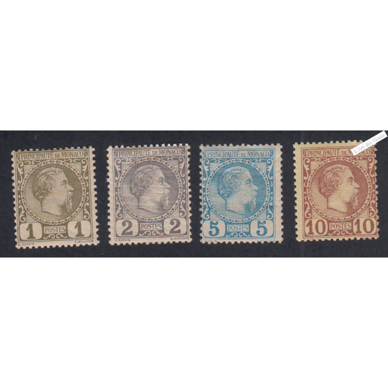 Timbres Monaco n°1 à n°4 - Prince Charles III - Neufs - cote 90 Euros Lartdesgents.fr