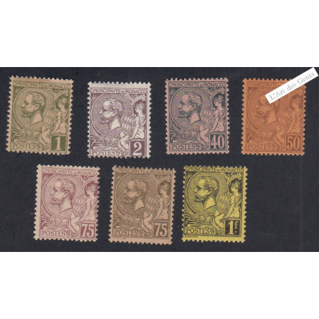 7 Timbres Monaco n°11 à 20 - Prince Albert 1er - Neufs** - cote 195 Euros Lartdesgents.fr