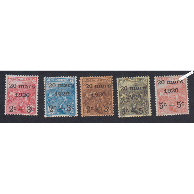 Timbres Monaco n°34 à 38 -  Neufs** - cote 555 Euros Lartdesgents.fr