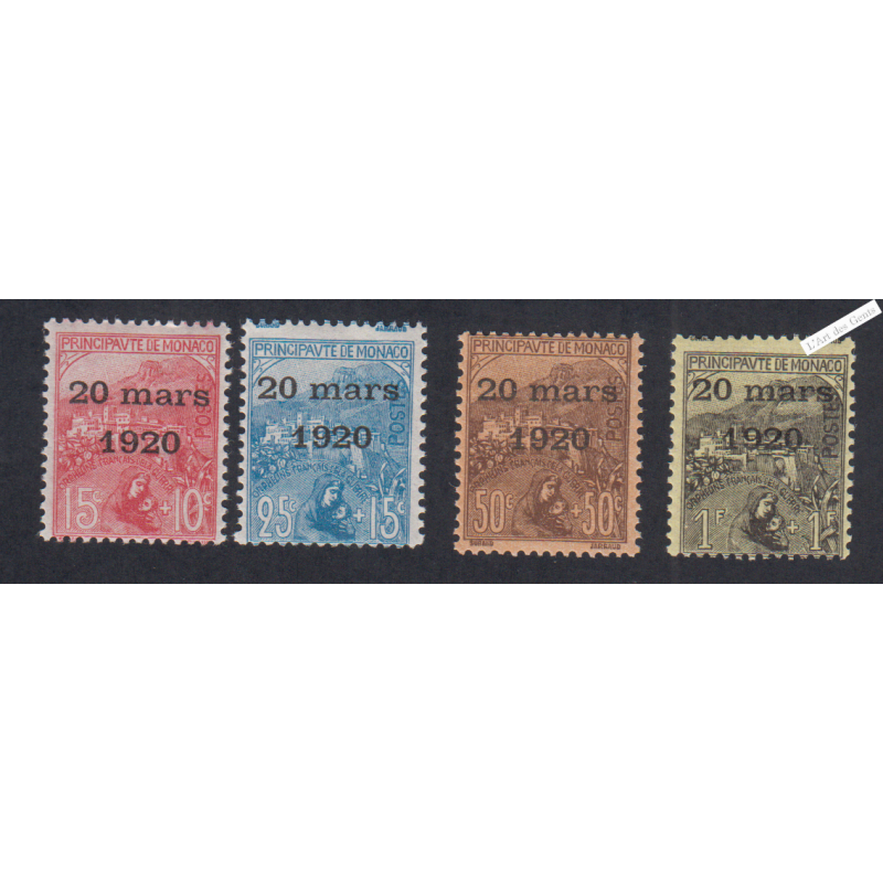 Timbres Monaco n°39 à 42 -  Neufs** - cote 400 Euros Lartdesgents.fr