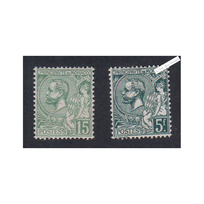 2 Timbres Monaco n°44 et 47-  Neufs** - cote 70 Euros Lartdesgents.fr