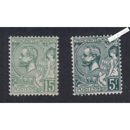 2 Timbres Monaco n°44 et 47-  Neufs** - cote 70 Euros Lartdesgents.fr